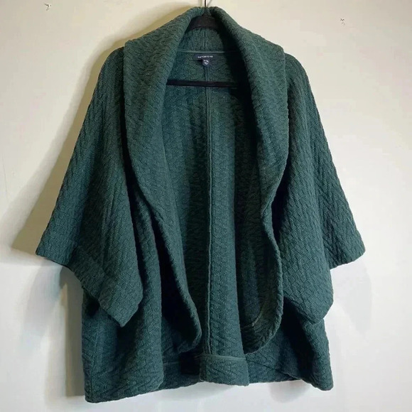 Lands’end Green Sweater Cape - Picture 3 of 12